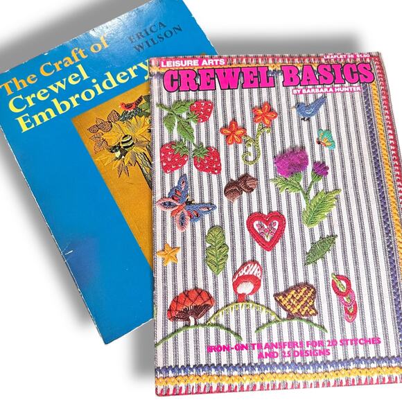 Vintage 1970s Crewel Needle Work Guide and Iron On Patterns - Picture 1 of 10
